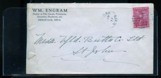 1937 Newfoundland Advertising Cover Hermitage Split Ring Cancel Co281