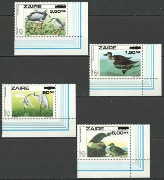 I635 1985 Zaire Fauna Water Birds J.  J.  Audubon Overprint 1set Mnh