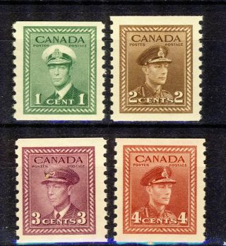 1948 278 - 81 (perf.  9 ½) 1¢ - 4¢ King George Vi War Issue Coil F - Vfnh Complete Set