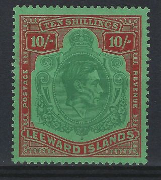 Leeward Islands Sg 113b 10/ - Green & Red / Green Cat £150