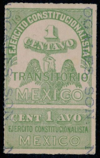 Ad42 Mexico Revenue Rv 19a 1ctv 1913 Ejerctio Nogales Mr $3