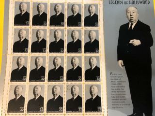 Stamps.  Sheet.  3226.  Legends Of Hollywood.  Alfred Hitchcock.  Cv $35.  00.  Fv $6.  4