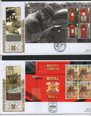 Gb 2009 Benhams Gold Fdc Treasures Of Archive Booklet Panes 4 Pmk Stamps 4 Cover