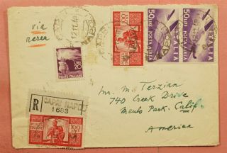 Italy 100l On 1948 Capri Registered Airmail To Usa