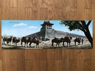 China Old Long Xxl Postcard Suburb Of Peking City Wall Gate Camel