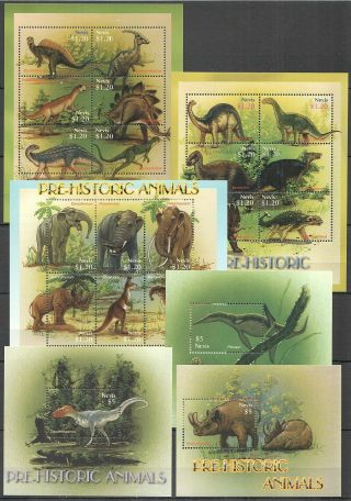 G1579 Nevis Fauna Prehistoric Animals Dinosaurs 3kb,  3bl Mnh Stamps