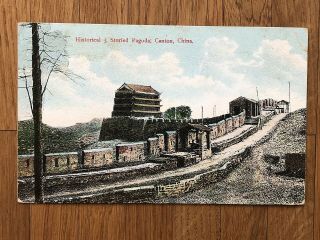 China Old Postcard Historical 5 Storied Pagoda Canton To Germany 1910