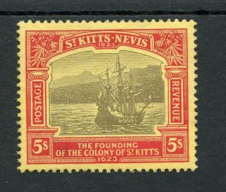 St Kitts Nevis 1923 Tercentenary 5s Sg59 Mm - See Desc