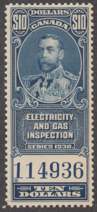 Canada Electric & Gas Revenue Vandam Feg11 Mnh George V $10 Blue 1930 Cv $16