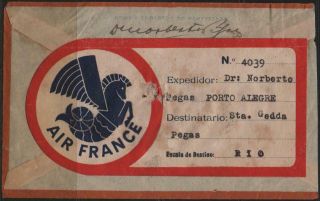 X2044 - Brazil - Domestic Air France Cover From Porto Alegre To Rio - 1934