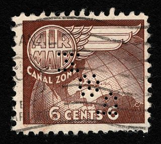 Opc 1951 Canal Zone 6c Airmail Sc C22 Pacific Steam Navigation Co.  Perfin " Psn "