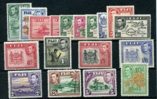 Fiji 1938 - 55 Short Set To 10s Sg249/66a (eac Sg253,  258,  260) Mm Cat £126 See Desc