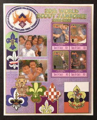 Turks & Caicos 20th World Scout Jamboree Stamps Sheet Thailand 2002 Mnh Scouts