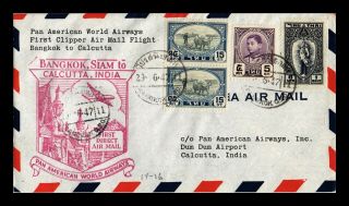 Dr Jim Stamps Thailand Airmail First Flight Bangkok Calcutta Cover