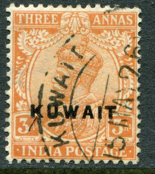 Kuwait Kgv 1923 - 24 Opt.  On India 3a Orange Sg 6 (cat.  £27)