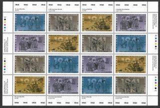 Canada Stamps - Full Pane Of 16 - Second World War - 1941 1345 - 1348 - Mnh