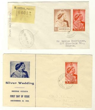 Br Guiana - 1948 Silver Wedding Set On 1st Day Cover,  Low Val On Illustrated Cover