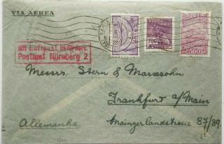 Brazil 1934 Bahia Airmail Cover To Germany With NÜrnberg Airmail Receiver Cachet
