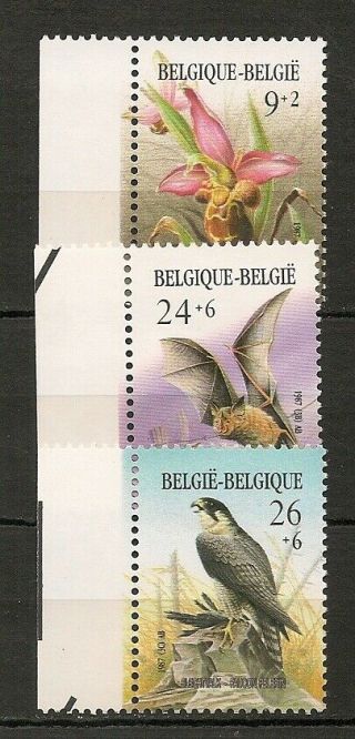 Belgium 1987 Wildlife Fauna Birds Vögel Oiseaux Bat Flower Compl.  Set Mnh