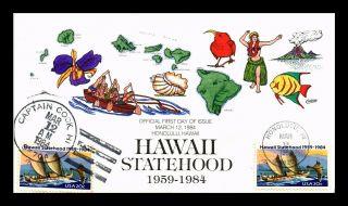Dr Jim Stamps Us Hawaii Statehood Combo Hand Colored Collins Fdc Cover
