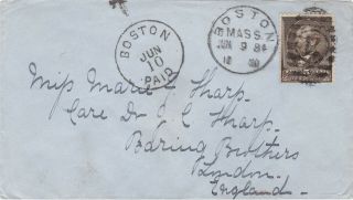 1884 Cover With Sc 205,  Boston Paid,  Tob Cxls,  London B/s & Wax Seal