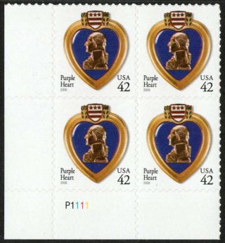 Usa Sc.  4264 42c Purple Heart Sa 2008 Mnh Plate Block