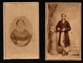 $lot Of 2 Cdv Photographs With Revenue Stamps