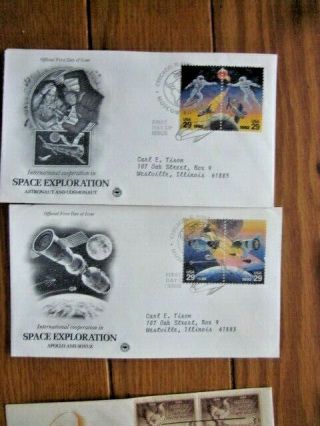 Space Apollo Soyuz Russia & Usa 4 Stamp Set Complete 2 Pcs Cachet 1992 Fdcs