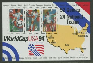 World Cup 1994 Soccer Football Mnh Souvenir Sheet Usa 2837 Map