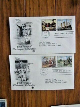 Explorer Christopher Columbus First Voyage 1492 1992 4 Stamps 2 Pcs Cachet Fdcs