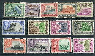 British Solomon Islands Kgvi 1939 - 51 Set Of 13 Sg60/72 Mh