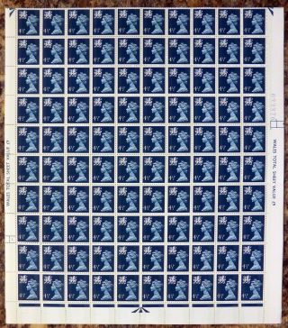 Gb Wales Regional 4½p Complete Sheet Of 200 Folded Once Nr519