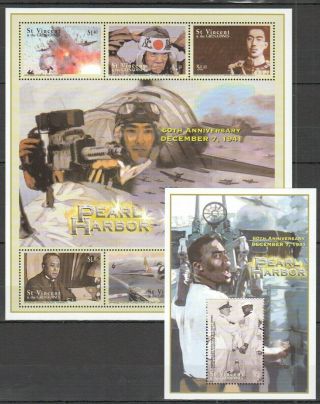 F150 St.  Vincent & The Grenadines World War 2 Pearl Harbor 1kb,  1bl Mnh Stamps
