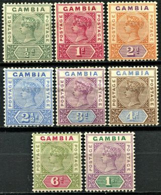 Gambia 1898 Issue Sg 37 - 44,  Hinged,  Cv £130