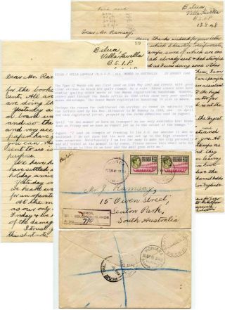 Bsip Solomon Islands 1948 Letters To Australia Munda Regist.  Silvester To Ramsay
