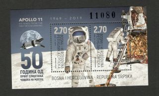 Bosnia Serbia - Mnh Block - Cosmos - Apollo 11 - 50 Y.  From The First Moon Landing - 2019