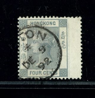 (hkpnc) Hong Kong 1863 Qv 4c Wing Margin Catnon Index Star Cds Vfu
