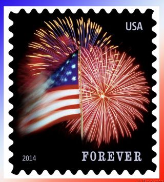 100 Forever Stamps Star Spangled Banner 2014 Usps Fireworks Roll Us Flag Coil