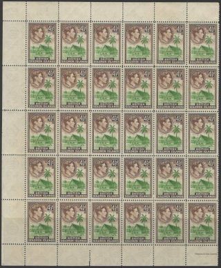 British Solomon Is.  Sg66 1939 4½ Green & Chocolate Mnh Block Of 30 Gum Toning