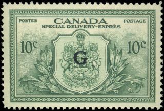 Canada Eo2 Xf Og Nh 1950 Special Delivery 10c Green Ohms Overprint