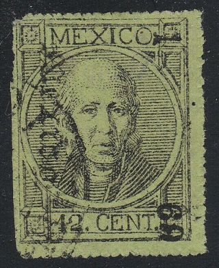 Mexico 1868 Issue 12 Cent Perf With Stitch Watermark,  Signed Scarce