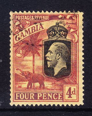 Gambia George V 1927 Sg129 4d Red & Black On Yellow - Very Fine.  Cat £40