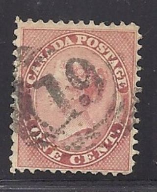 Canada Scott 14 1 Cent Red With 19 4 Ring London Rf4 Fvf.  Cat $90,
