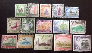 Rhodesia & Nyasaland 1959 Full Set Of 15 Stamps Mnh