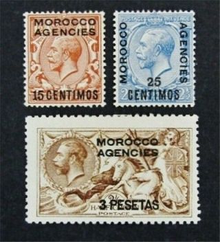 Nystamps Great Britain Offices Abroad Morocco Stamp 60 - 62 Og H $42