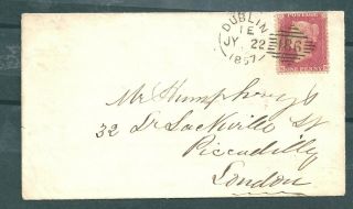 1857 Cover From Dublin With Penny Star See Scans