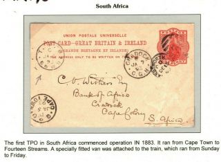 Gb Upu Card Cogh S.  Africa Railway Mail Early 1893 Tpo Cds {samwells - Covers}ma190