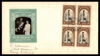 Victoria Green Cachet Block 2c Royal Visit 1939 First Day Cover Fdc