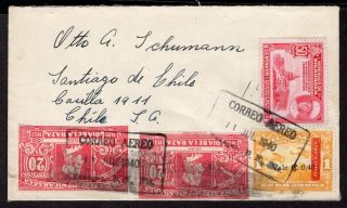 Nicaragua To Chile Air Mail Cover 1940 Managua - Santiago
