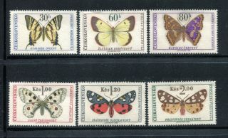 Czechoslovakia 1391 - 1396,  Mnh,  Butterflies And Moths 1966.  X24068